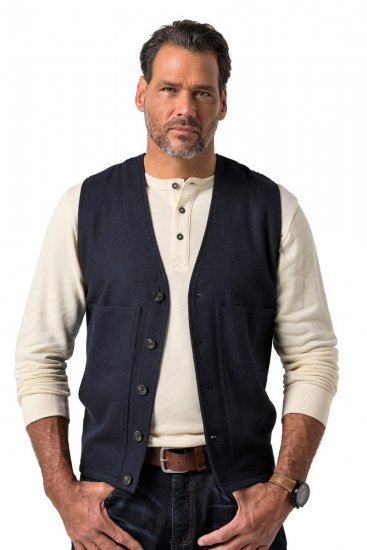 JP1880 851800 Halszálkás tweed mellény Sötétkék - Öltönyök - Nagyméretű öltönyök
