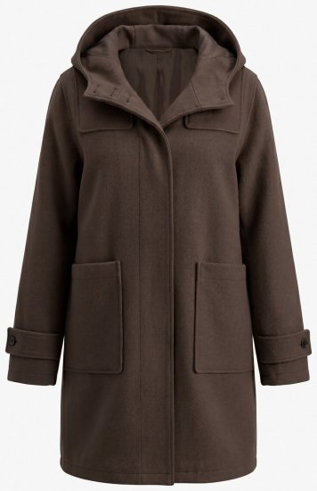 Ulla Popken 851803 Duffle kabát Sötétbarna - Kabátok - Női plus size kabátok