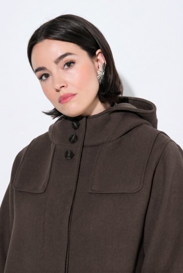 Ulla Popken 851803 Duffle kabát Sötétbarna - Kabátok - Női plus size kabátok