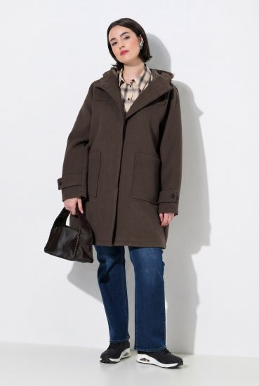 Ulla Popken 851803 Duffle kabát Sötétbarna - Kabátok - Női plus size kabátok