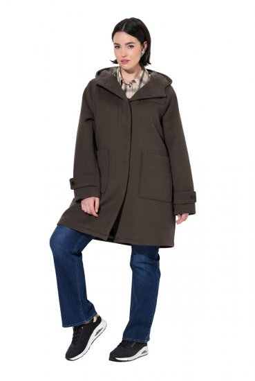 Ulla Popken 851803 Duffle kabát Sötétbarna - Kabátok - Női plus size kabátok