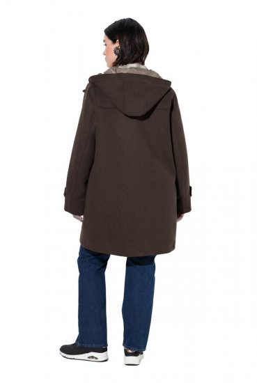 Ulla Popken 851803 Duffle kabát Sötétbarna - Kabátok - Női plus size kabátok
