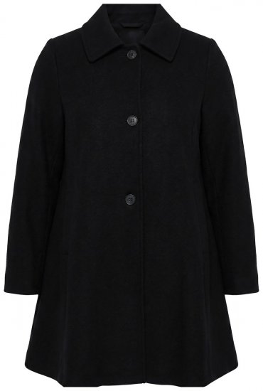 Ulla Popken 851827 Bővülő gyapjúhatású kabát Fekete - Kabátok - Női plus size kabátok