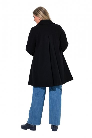 Ulla Popken 851827 Bővülő gyapjúhatású kabát Fekete - Kabátok - Női plus size kabátok