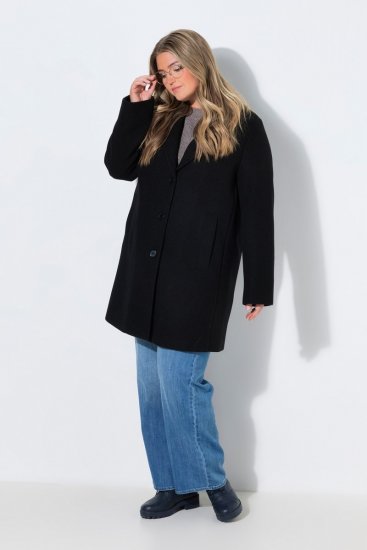 Ulla Popken 851829 Gyapjúkabát Fekete - Kabátok - Női plus size kabátok
