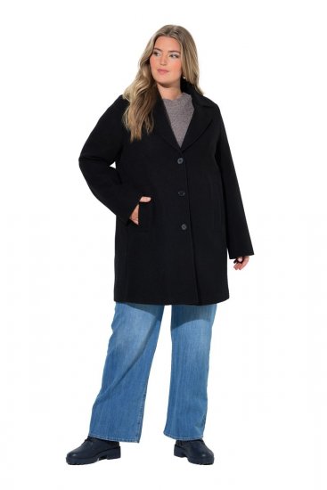 Ulla Popken 851829 Gyapjúkabát Fekete - Kabátok - Női plus size kabátok