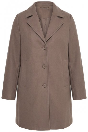 Ulla Popken 851829 A-vonalú gyapjúkabát reverrel Világosbarna - Kabátok - Női plus size kabátok