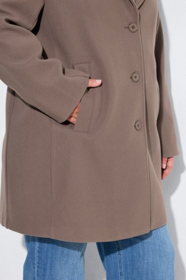 Ulla Popken 851829 A-vonalú gyapjúkabát reverrel Világosbarna - Kabátok - Női plus size kabátok