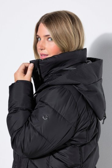 Ulla Popken 851842 Steppelt kabát Fekete - Kabátok - Női plus size kabátok