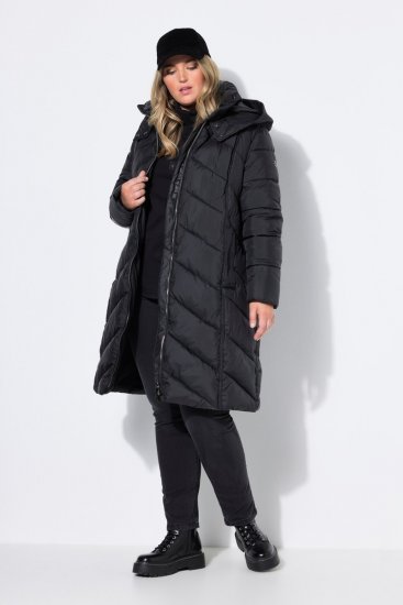 Ulla Popken 851842 Steppelt kabát Fekete - Kabátok - Női plus size kabátok