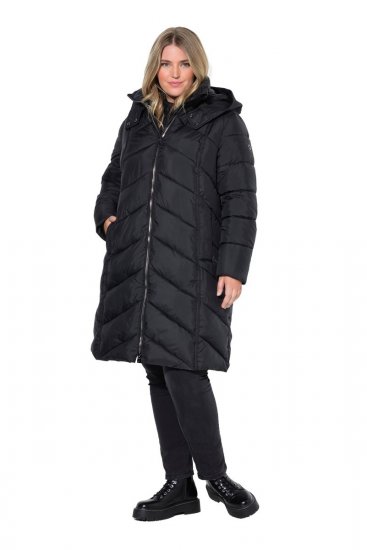 Ulla Popken 851842 Steppelt kabát Fekete - Kabátok - Női plus size kabátok