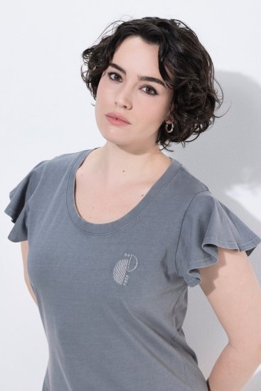 Ulla Popken 852218 Rövid ujjú midiruha Szürke - Midi ruhák - Női midiruhák nagy méretben