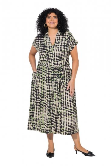 Ulla Popken 852257 Mintás maxiruha Taupe - Maxi ruhák - Női plus size maxiruhák