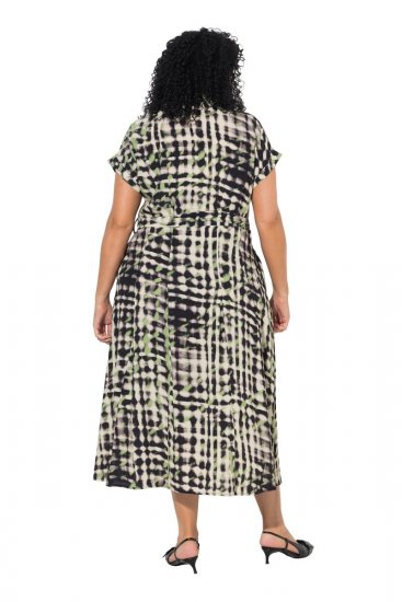 Ulla Popken 852257 Mintás maxiruha Taupe - Maxi ruhák - Női plus size maxiruhák