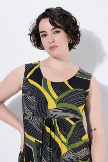 Ulla Popken 852329 Csíkos jersey ruha Olívazöld - Jersey ruhák - 