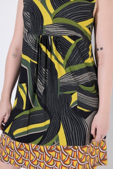 Ulla Popken 852329 Csíkos jersey ruha Olívazöld - Jersey ruhák - 