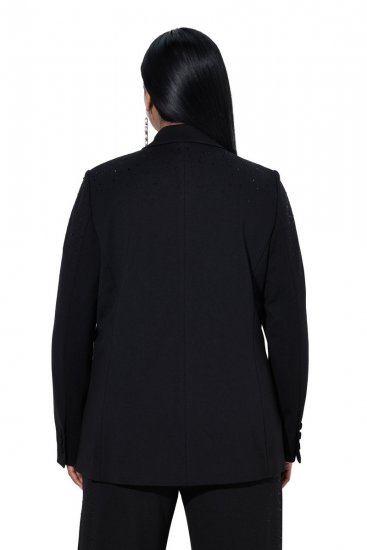 Ulla Popken 852498 Egygombos blézer strasszokkal Fekete - Blézerek - Blézerek plus size méretben nőknek