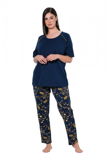 Ulla Popken 852577 Mintás pizsama Sötétkék - Pizsama/Loungewear - 