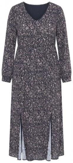 Ulla Popken 852606 Mintás maxiruha Fekete - Maxi ruhák - Női plus size maxiruhák
