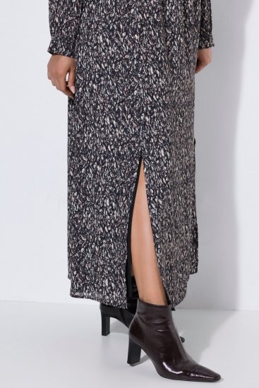 Ulla Popken 852606 Mintás maxiruha Fekete - Maxi ruhák - Női plus size maxiruhák