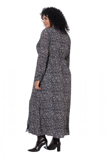 Ulla Popken 852606 Mintás maxiruha Fekete - Maxi ruhák - Női plus size maxiruhák