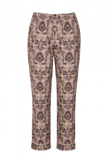 Ulla Popken 852649 Mintás pizsama inggallérral Barna - Pizsama/Loungewear - 