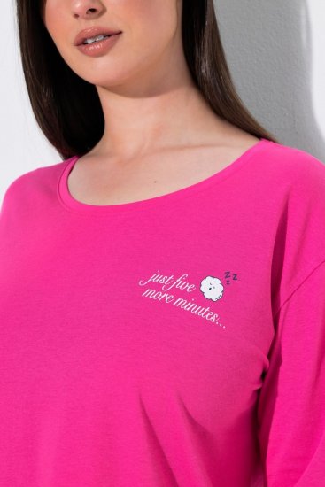 Ulla Popken 852747 Hosszú ujjú pizsamafelső Rózsaszín - Pizsama/Loungewear - 