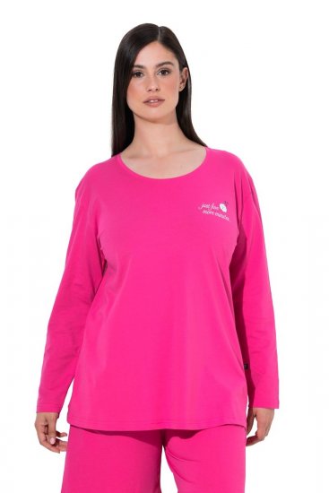 Ulla Popken 852747 Hosszú ujjú pizsamafelső Rózsaszín - Pizsama/Loungewear - 