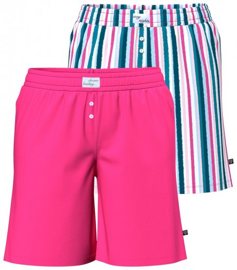 Ulla Popken 852752 Csíkos pizsamarövidnadrág 2 db Rózsaszín - Pizsama/Loungewear - 