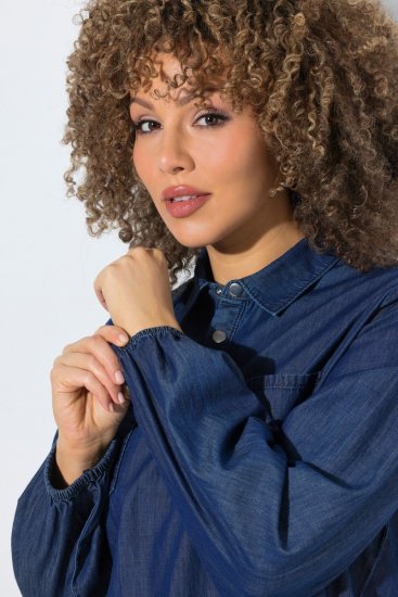 Ulla Popken 852768 A-vonalú farmerruha zsebekkel Denimkék - Ruhák - Ruhák minden méretben