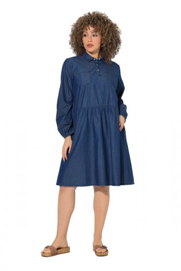 Ulla Popken 852768 A-vonalú farmerruha zsebekkel Denimkék - Ruhák - Ruhák minden méretben