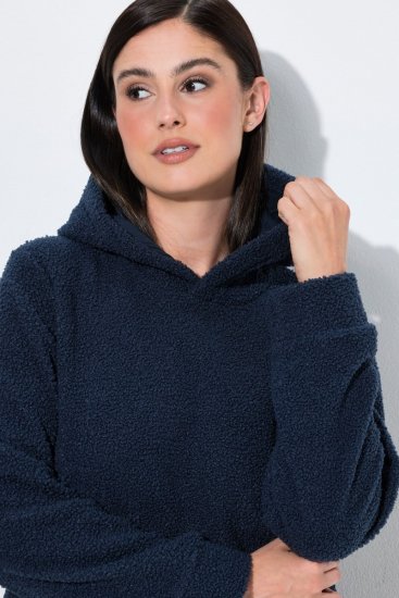 Ulla Popken 853353 Otthoni ruha kapucnival Sötétkék - Pizsama/Loungewear - 