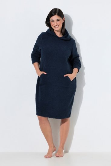 Ulla Popken 853353 Otthoni ruha kapucnival Sötétkék - Pizsama/Loungewear - 