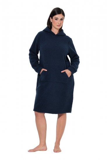 Ulla Popken 853353 Otthoni ruha kapucnival Sötétkék - Pizsama/Loungewear - 