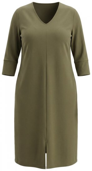 Ulla Popken 853510 Midiruha zsebekkel Khaki - Midi ruhák - Női midiruhák nagy méretben
