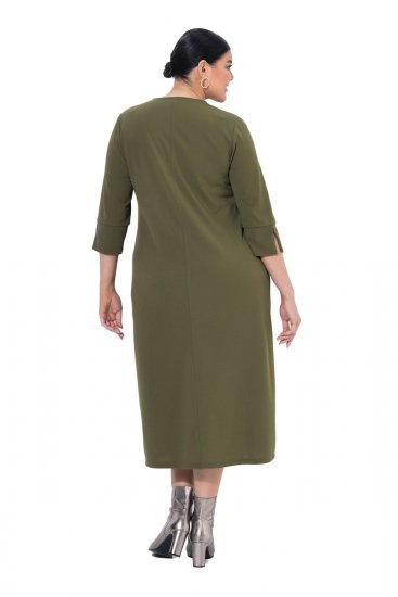Ulla Popken 853510 Midiruha zsebekkel Khaki - Midi ruhák - Női midiruhák nagy méretben