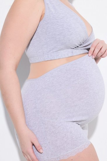 Ulla Popken 853631 Kismama alsók csipkével Szürke melírozott - Alsók - 