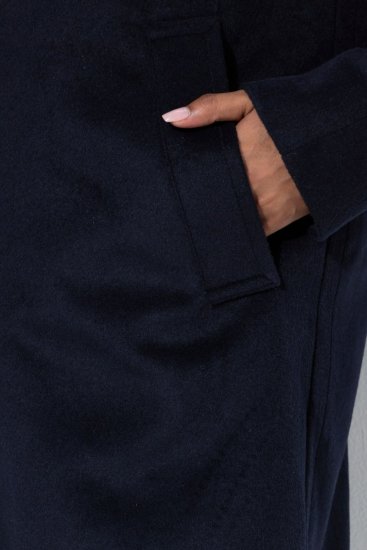 Ulla Popken 853646 Inggalléros gyapjúkabát Sötétkék - Kabátok - Női plus size kabátok