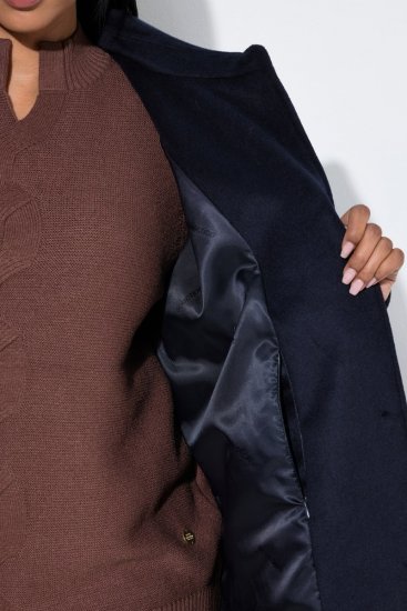 Ulla Popken 853646 Inggalléros gyapjúkabát Sötétkék - Kabátok - Női plus size kabátok