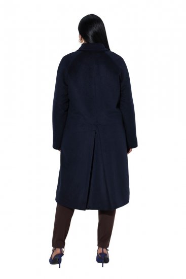 Ulla Popken 853646 Inggalléros gyapjúkabát Sötétkék - Kabátok - Női plus size kabátok