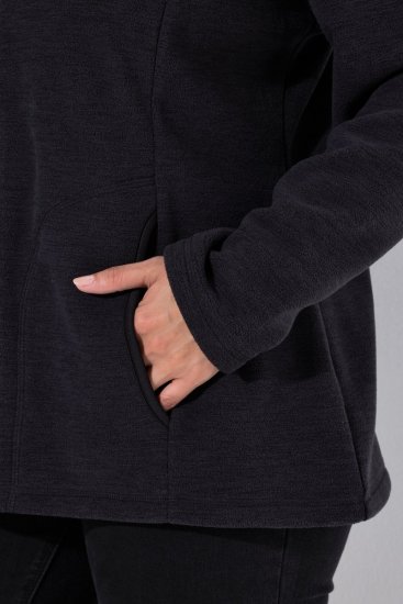 Ulla Popken 853668 Állógalléros polárkabát Fekete - Polár ruházat - 