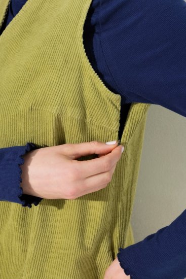 Ulla Popken 853697 Ujjatlan kordbársony ruha zsebekkel Világoszöld - Nyári ruhák - Nyári ruhák nagy méretben