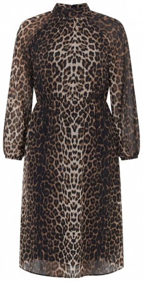 Ulla Popken 853788 Állatmintás sifonruha Világosbarna - Maxi ruhák - Női plus size maxiruhák