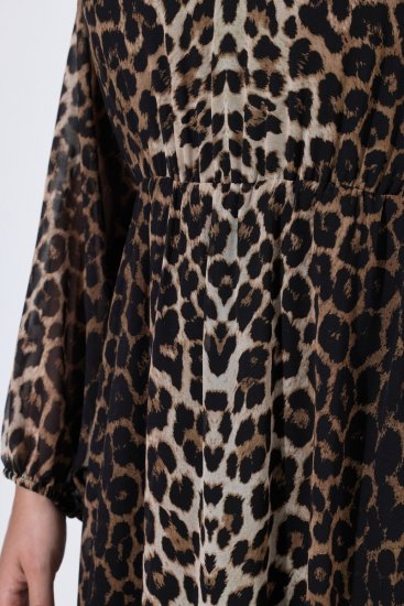 Ulla Popken 853788 Állatmintás sifonruha Világosbarna - Maxi ruhák - Női plus size maxiruhák