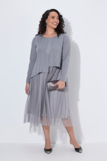 Ulla Popken 853879 A-vonalú midiruha Szürke - Midi ruhák - Női midiruhák nagy méretben
