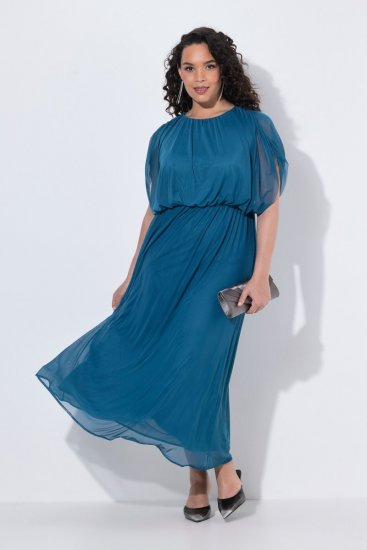 Ulla Popken 854031 Ujjatlan maxiruha Petrol - Maxi ruhák - Női plus size maxiruhák