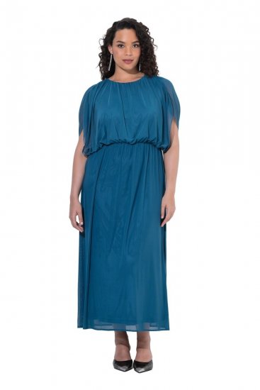 Ulla Popken 854031 Ujjatlan maxiruha Petrol - Maxi ruhák - Női plus size maxiruhák