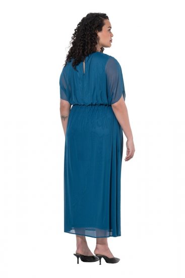 Ulla Popken 854031 Ujjatlan maxiruha Petrol - Maxi ruhák - Női plus size maxiruhák