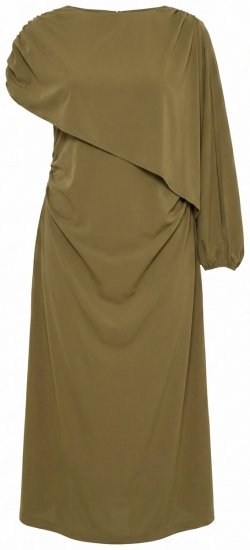 Ulla Popken 854048 Hosszú ujjú maxiruha Olívazöld - Maxi ruhák - Női plus size maxiruhák