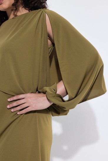 Ulla Popken 854048 Hosszú ujjú maxiruha Olívazöld - Maxi ruhák - Női plus size maxiruhák